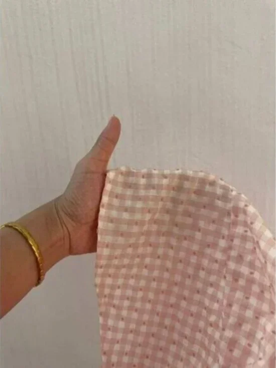 New Blue Plaid Sleeveless Bodycon Mini Dress, Sweet French Style For Vacat - Picture 7 of 7